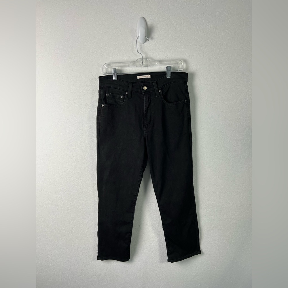 Levi’s 724 High Rise Straight Crop Western Black Denim Jeans